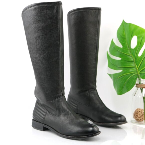 Splendid Shoes - Splendid Womens Oakville Riding Boot Size 8 Tall Black Leather Pull On Elastic